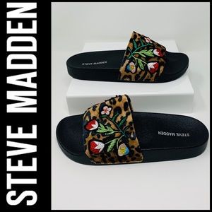 Steve Madden Patches Slide Leopard Slippers